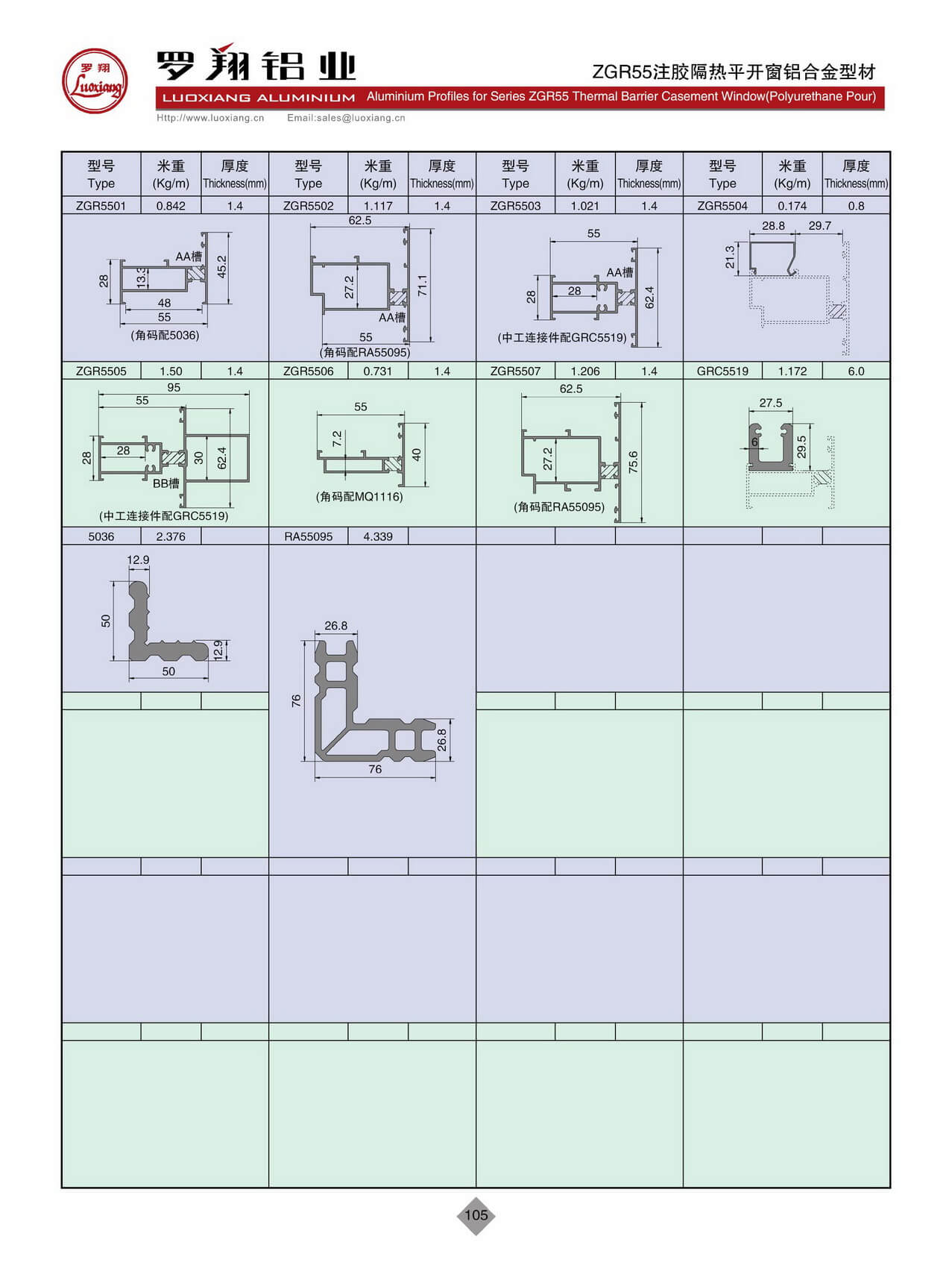 ZGR55系列注膠隔熱開(kāi)平窗